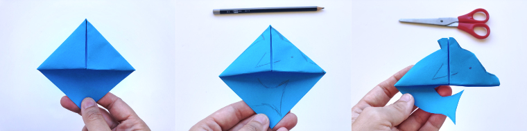 marcapaginas origami delfin
